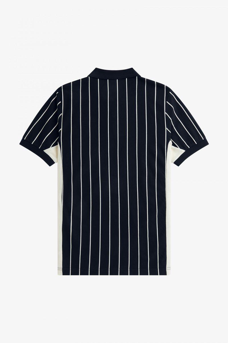 Navy Fred Perry Refined Pinstripe Polo Men's Shirts | PH 1524MQZA